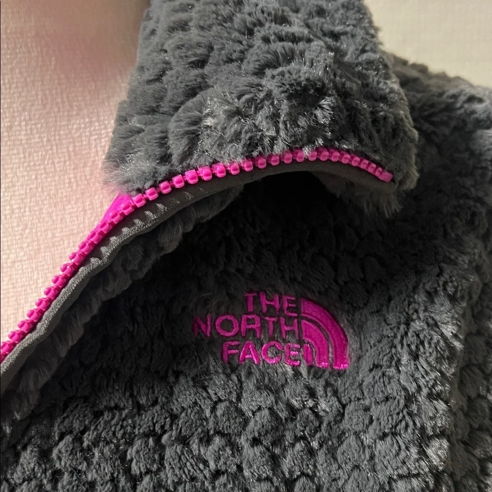The North Face Kids charcoal Jacket with Pink Lining